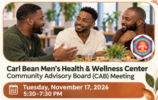 Community Advisory Board (CAB) Meeting flyer — Your Ideas Can Make a Difference. Tuesday, November 17, 2026, 5:30-7:30 PM.